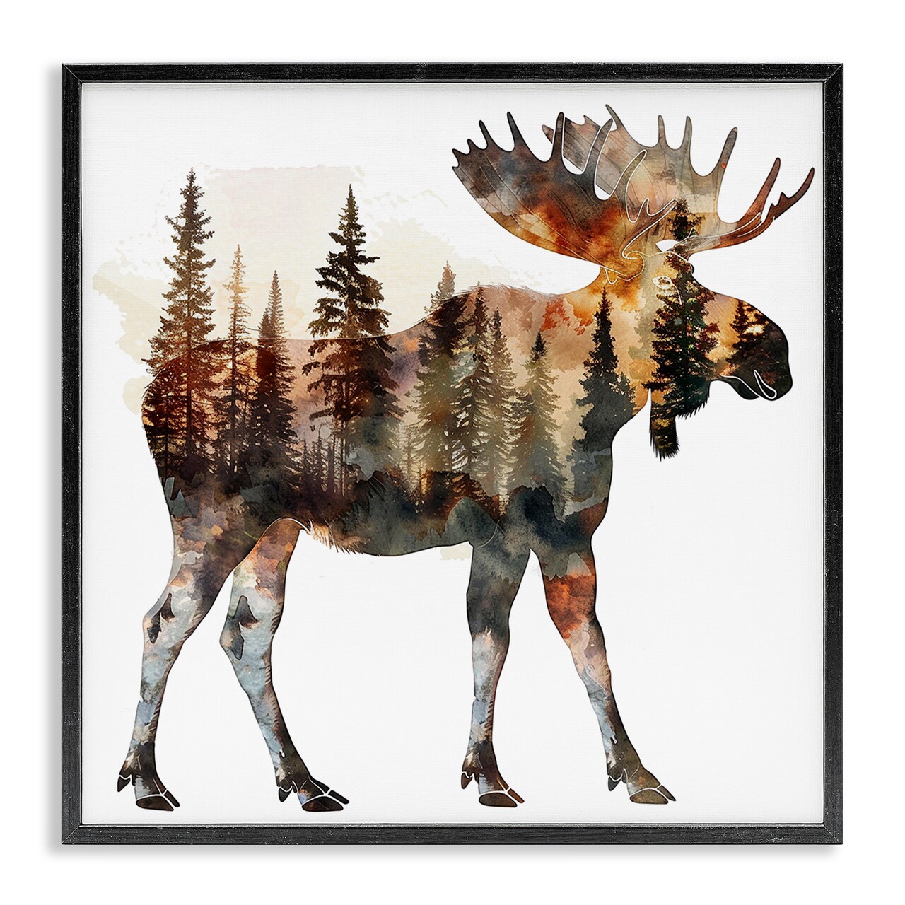 Stupell Industries Moose Forest Silhouette Framed Giclee Wall Art Design by LSR Design Studio